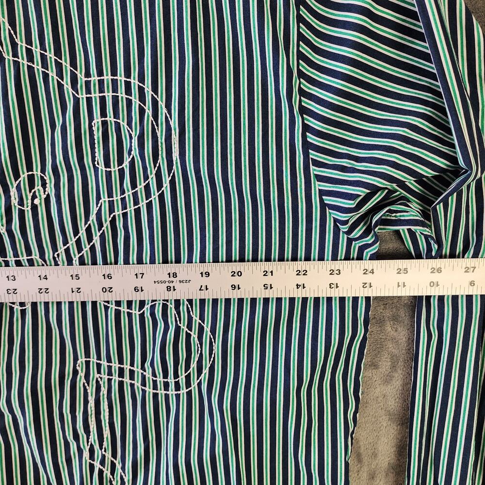 Teddy Fresh Shirt Men's XL Blue Green Striped Button Up Oxford Embroidered - Picture 9 of 11